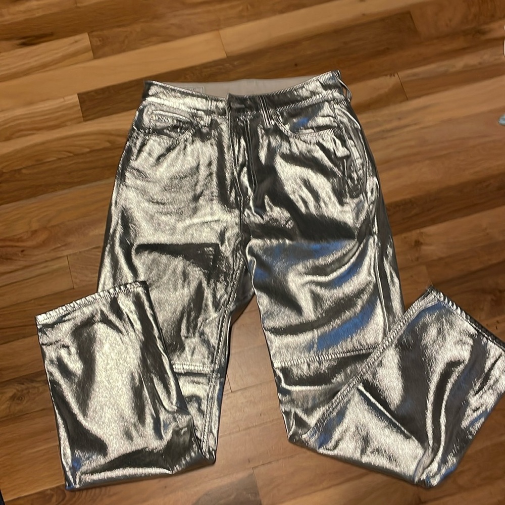 GAP Metallic Silver Straight Leg Pants